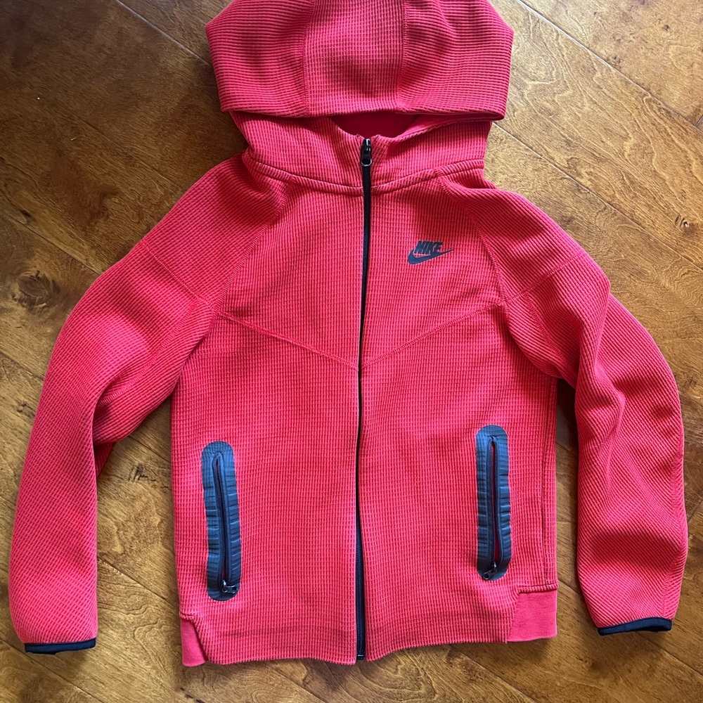 Nike TECH Kids Bright Red Full-Zip Hoodie YL